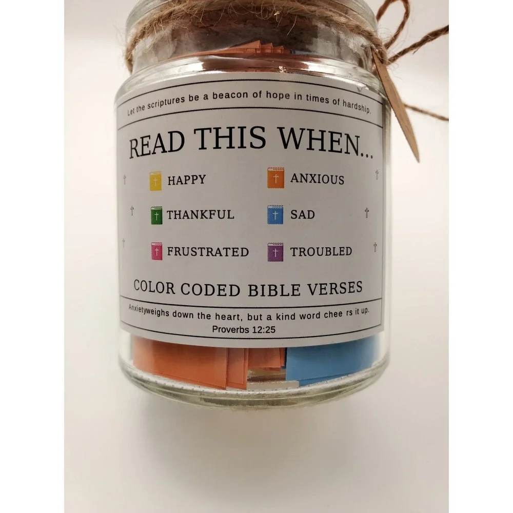 Color Coded Bible Verse Jar - Inspirational Christian Gift